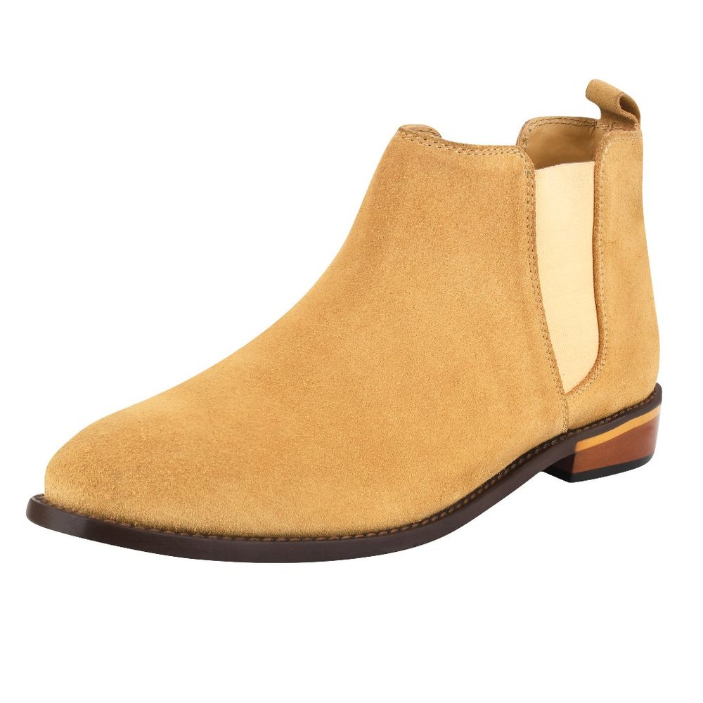 LIBERTYZENO Mens Suede Genuine Leather Casual Chelsea Boots
